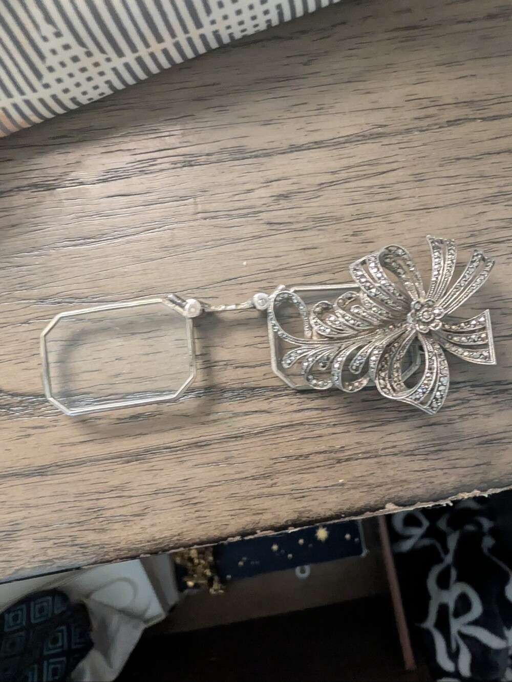 Vintage Silver Marcasite Folding Lorgnette Glasses Art Deco, Germany